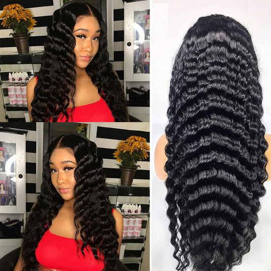 Deep Wave Human Hair Lace Frontal Wigs